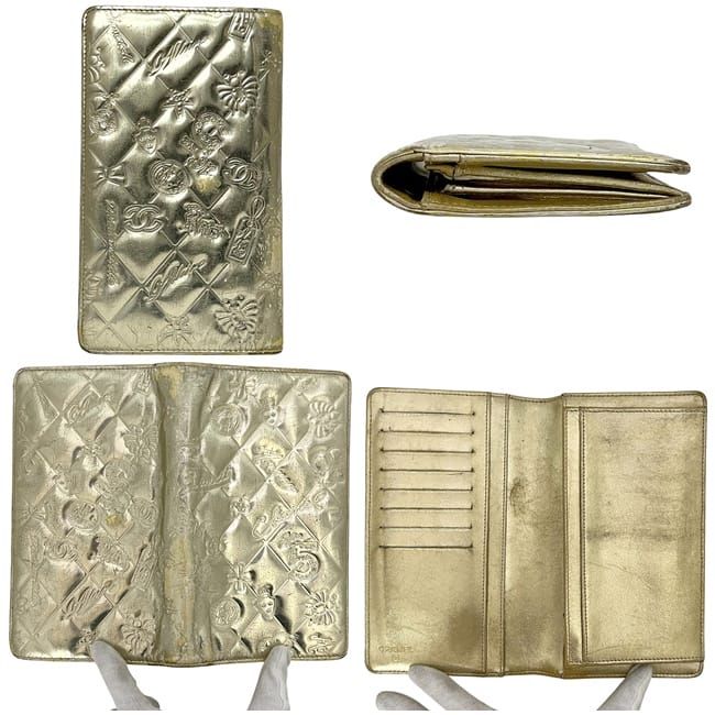 Chanel Bifold Long Wallet Gold Icon Symbol Charm A37151