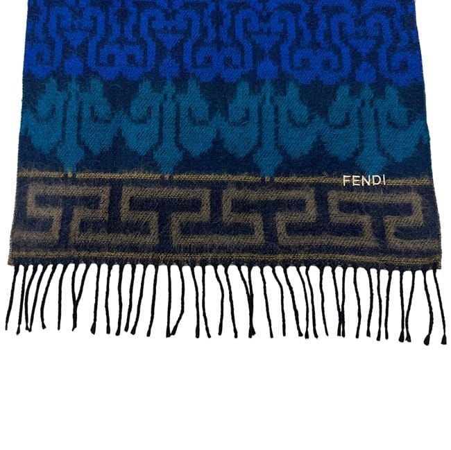 Fendi Scarf Blue Navy Cleaned Excellent Condition Acrylic