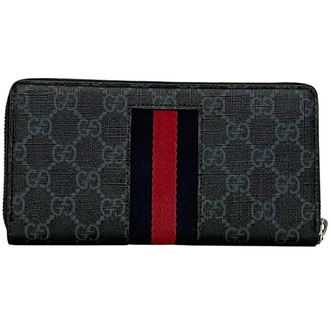 Gucci Round Zipper Long Wallet Black GG Supreme