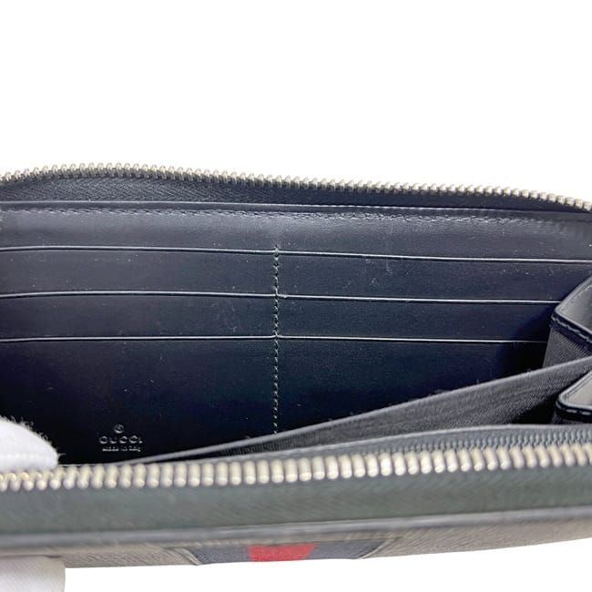 Gucci Round Zipper Long Wallet Black GG Supreme
