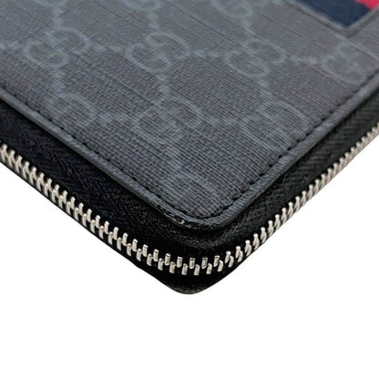 Gucci Round Zipper Long Wallet Black GG Supreme