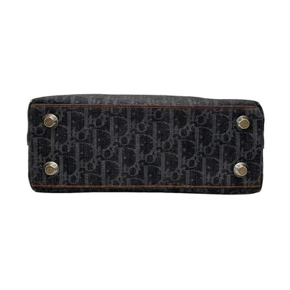 Dior Christian Dior Handbag Flight Trotter Navy X Light Grey X Black Leather