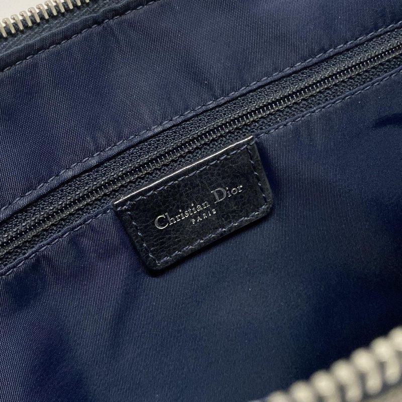 Dior Christian Dior Handbag Flight Trotter Navy X Light Grey X Black Leather
