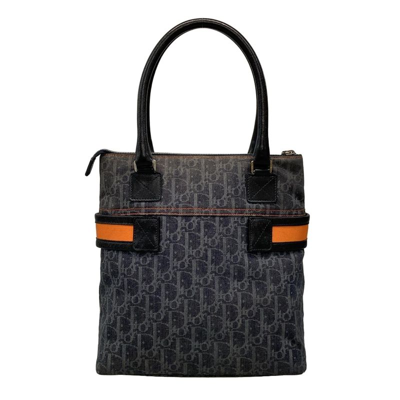 Dior Christian Dior Handbag Flight Trotter Navy X Light Grey X Black Leather