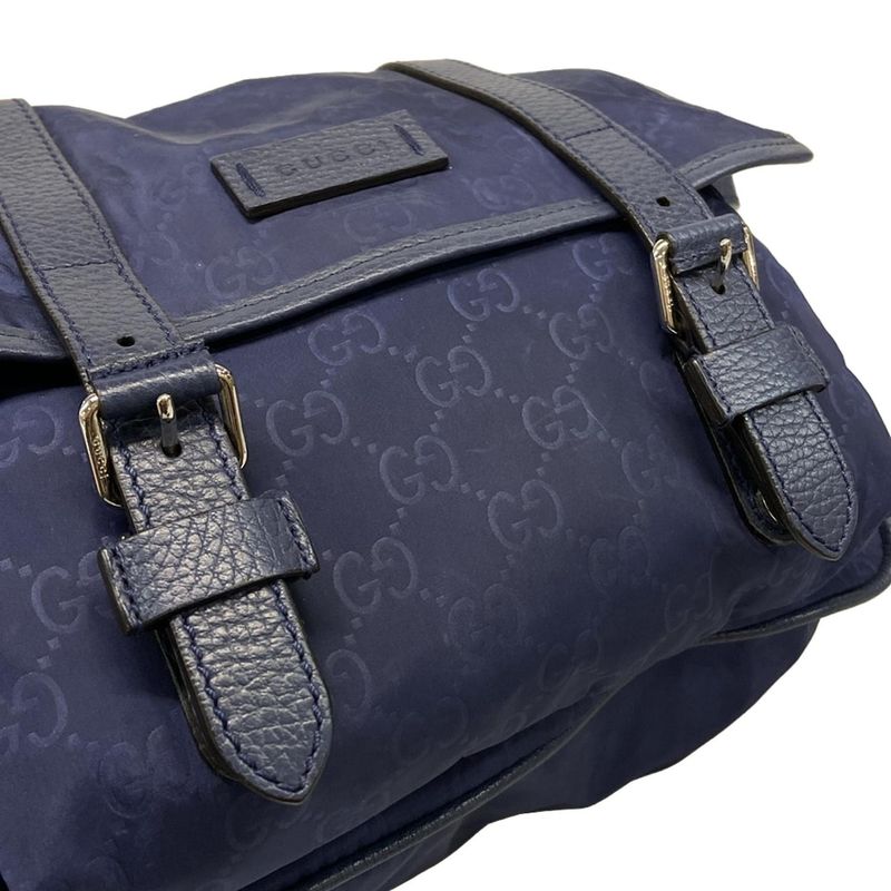 Gucci Shoulder Bag GG Pattern 510335 Blue Leather