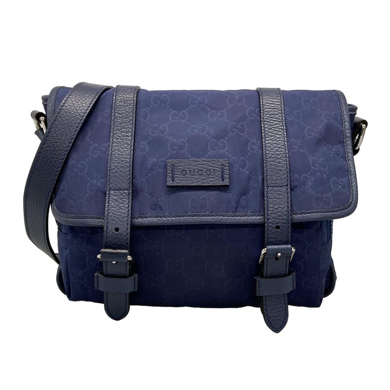 Gucci Shoulder Bag GG Pattern 510335 Blue Leather