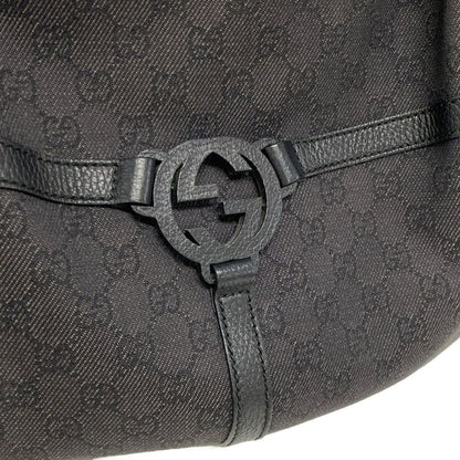Gucci Shoulder Bag Interlocking G GG Pattern 257292 Black Leather