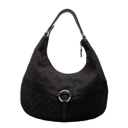 Gucci Shoulder Bag Interlocking G GG Pattern 257292 Black Leather