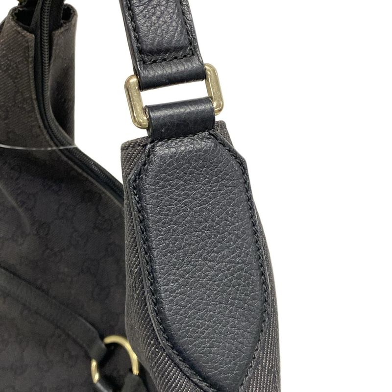 Gucci Shoulder Bag Interlocking G GG Pattern 257292 Black Leather