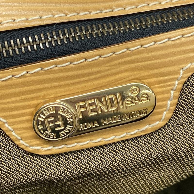 Fendi Boston Bag Zucca Pattern Brown×black×beige Leather
