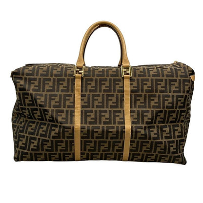 Fendi Boston Bag Zucca Pattern Brown×black×beige Leather