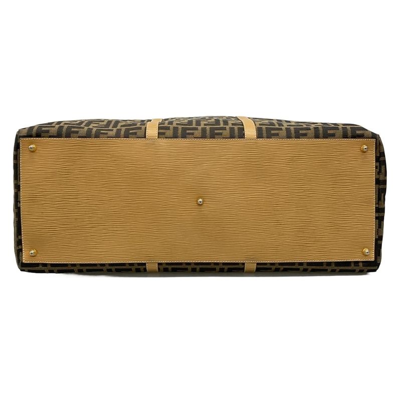 Fendi Boston Bag Zucca Pattern Brown×black×beige Leather