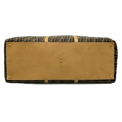 Fendi Boston Bag Zucca Pattern Brown×black×beige Leather