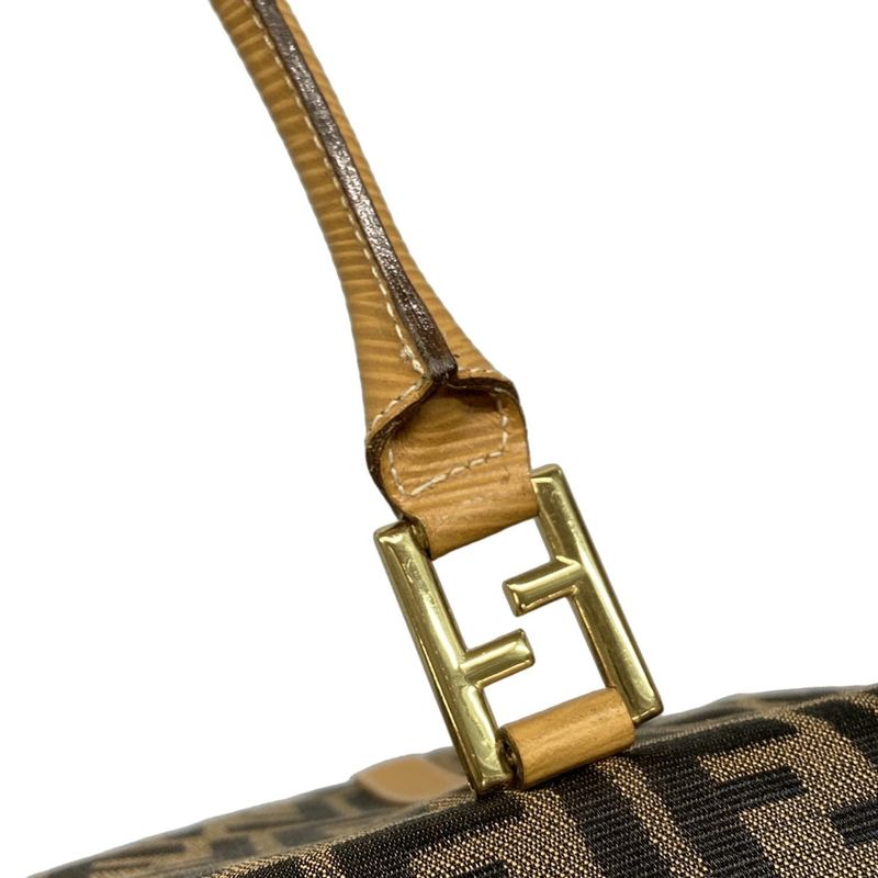 Fendi Boston Bag Zucca Pattern Brown×black×beige Leather