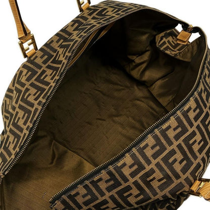 Fendi Boston Bag Zucca Pattern Brown×black×beige Leather