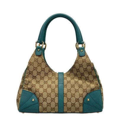 Gucci Tote Bag New Jackie GG Pattern 124407 Beige X Brown X Blue Green Leather
