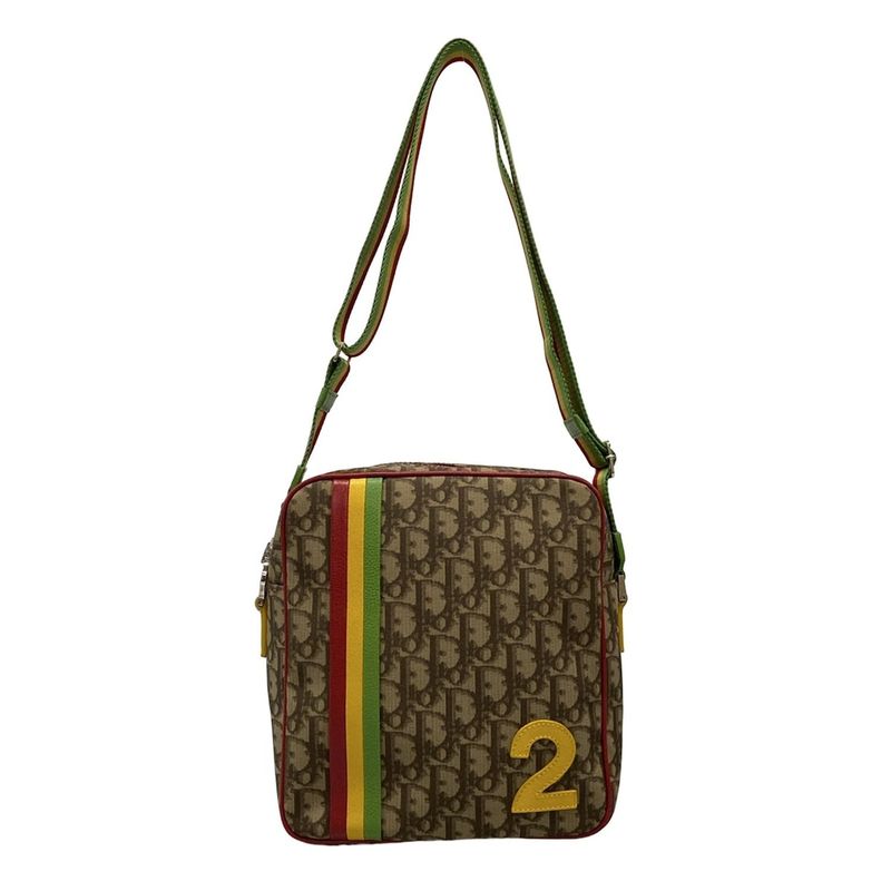 Dior Christian Dior Shoulder Bag Rasta Trotter Beige and Dark Brown Leather