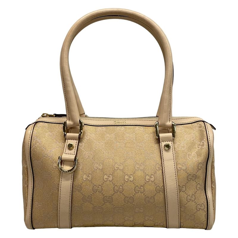 Gucci Handbag Abby GG Pattern 130942 Gold and Pink Beige Leather