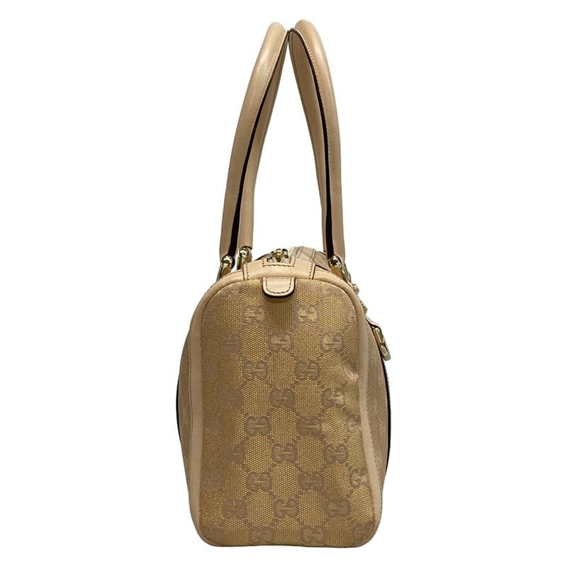 Gucci Handbag Abby GG Pattern 130942 Gold and Pink Beige Leather
