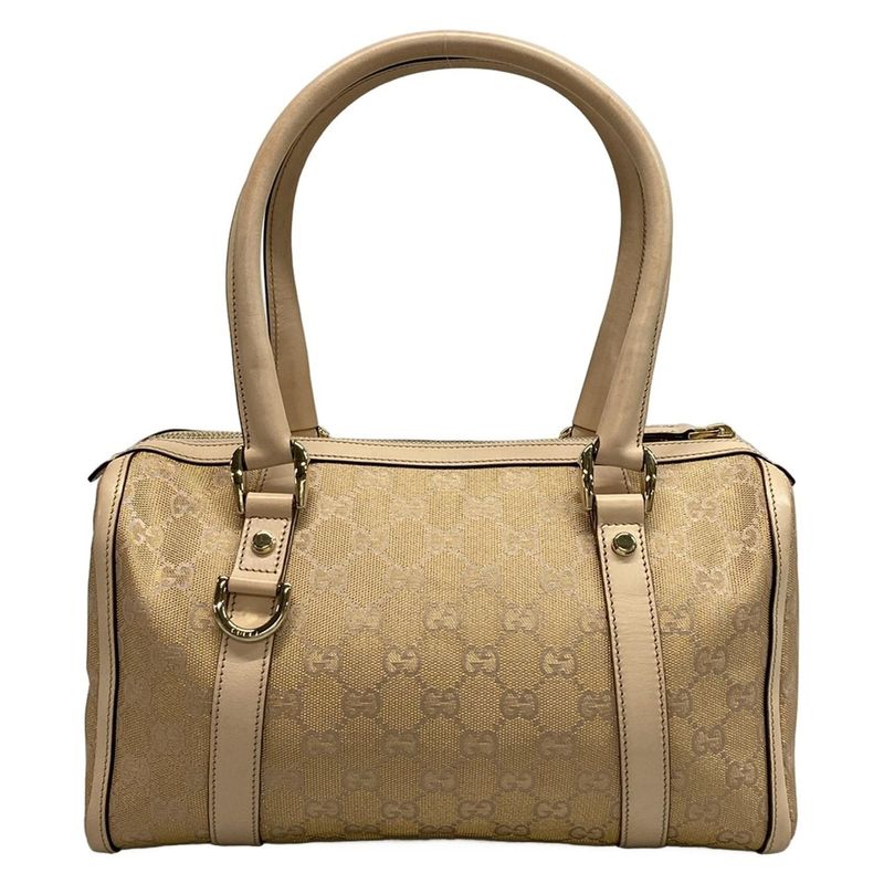 Gucci Handbag Abby GG Pattern 130942 Gold and Pink Beige Leather