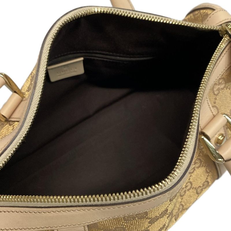 Gucci Handbag Abby GG Pattern 130942 Gold and Pink Beige Leather