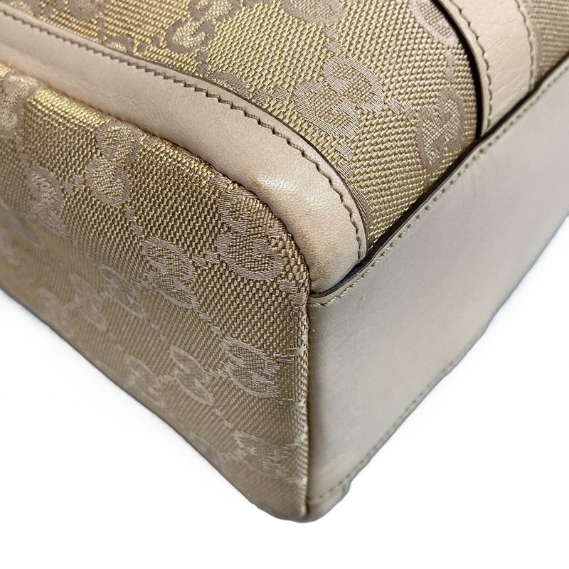 Gucci Handbag Abby GG Pattern 130942 Gold and Pink Beige Leather