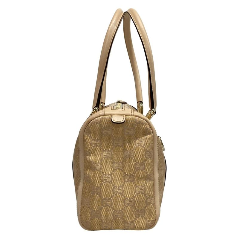 Gucci Handbag Abby GG Pattern 130942 Gold and Pink Beige Leather