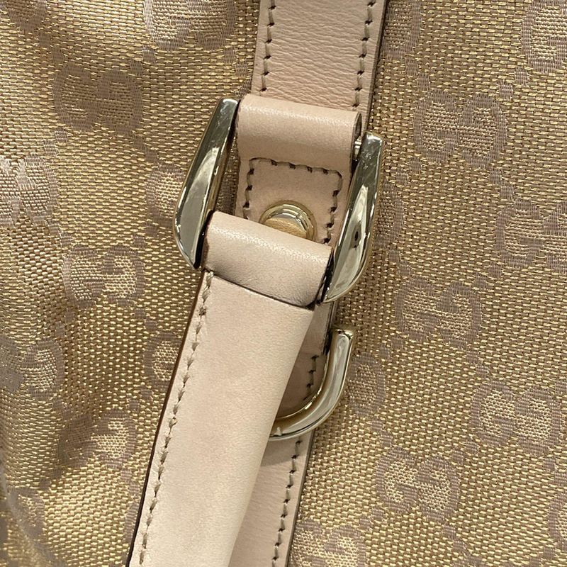 Gucci Handbag Abby GG Pattern 130942 Gold and Pink Beige Leather
