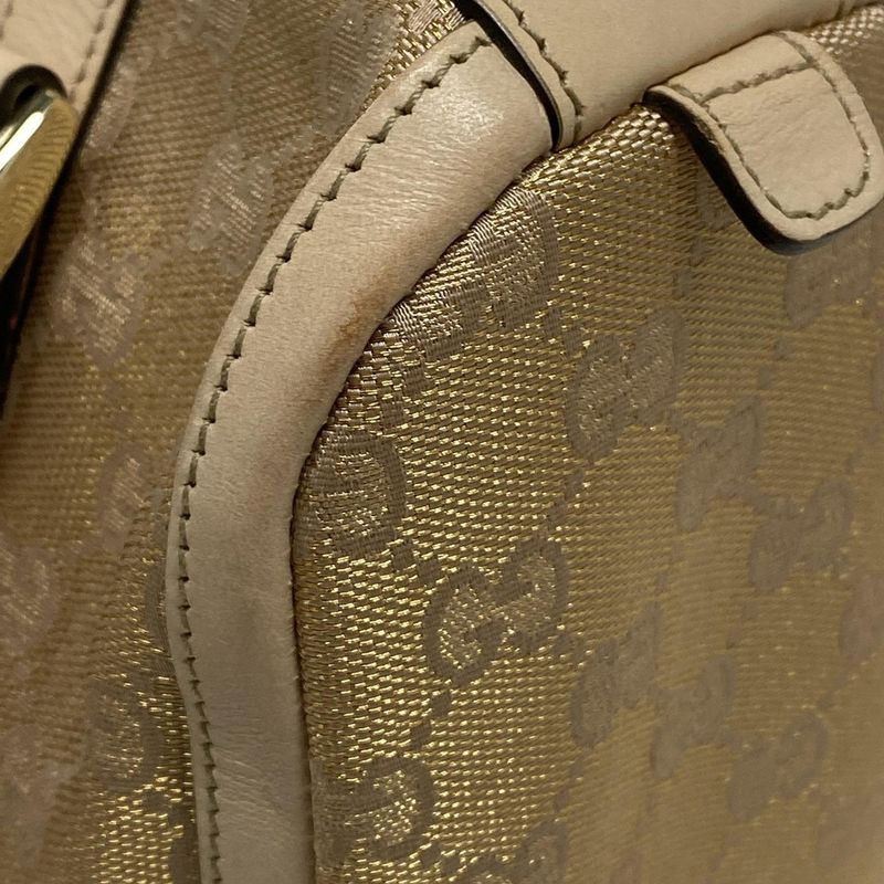 Gucci Handbag Abby GG Pattern 130942 Gold and Pink Beige Leather