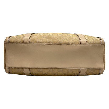 Gucci Handbag Abby GG Pattern 130942 Gold and Pink Beige Leather