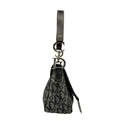 Dior Christian Dior Shoulder Bag Saddle Bag Trotter Ivory and Navy Silver
