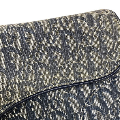 Dior Christian Dior Shoulder Bag Saddle Bag Trotter Ivory and Navy Silver