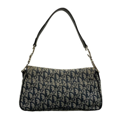 Dior Christian Dior Shoulder Bag Saddle Bag Trotter Ivory and Navy Silver
