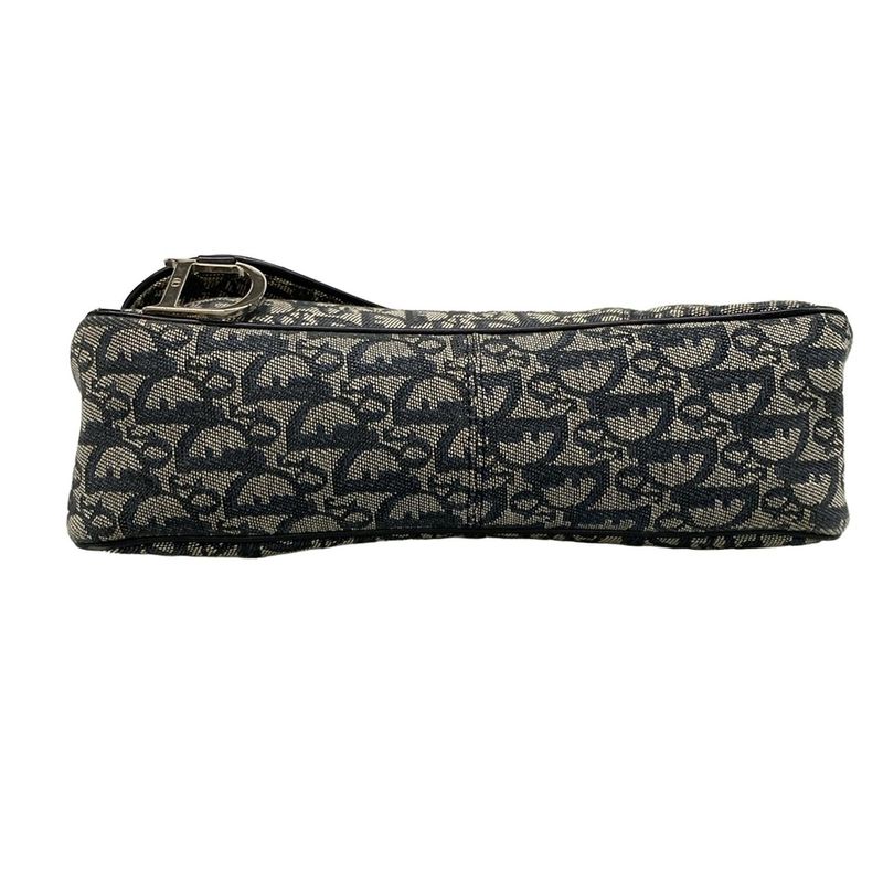 Dior Christian Dior Shoulder Bag Saddle Bag Trotter Ivory and Navy Silver