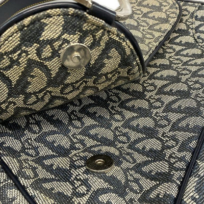 Dior Christian Dior Shoulder Bag Saddle Bag Trotter Ivory and Navy Silver