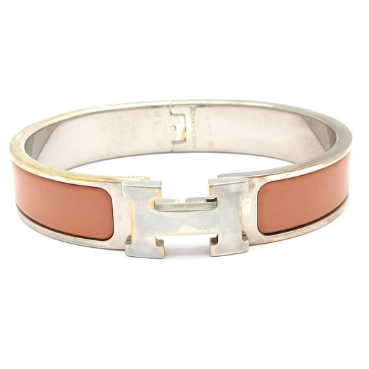 Hermes Bangle Click H Silver and Beige