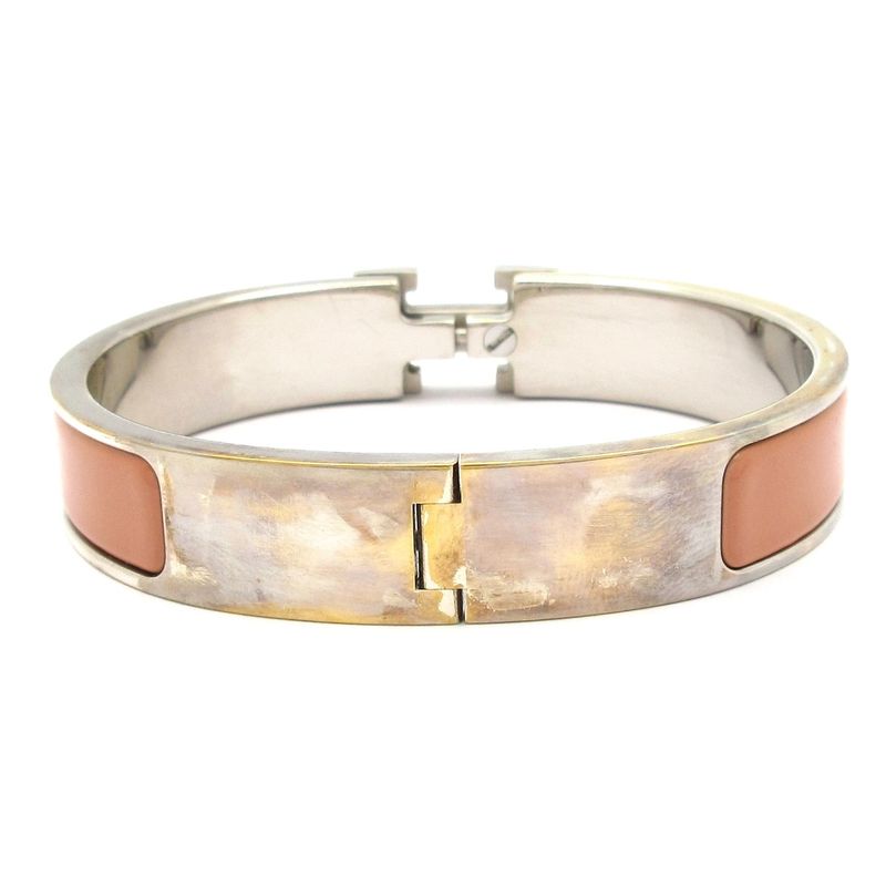 Hermes Bangle Click H Silver and Beige