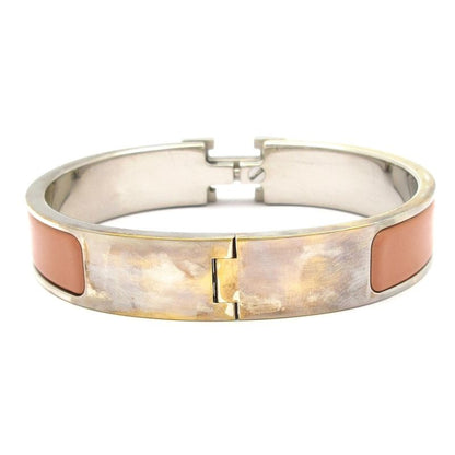 Hermes Bangle Click H Silver and Beige