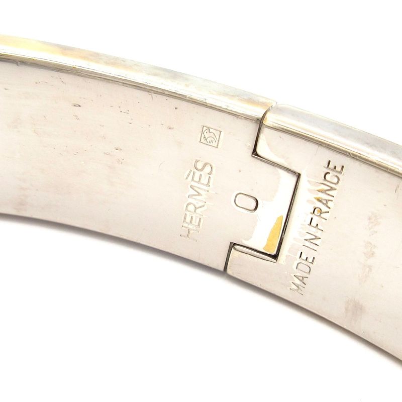 Hermes Bangle Click H Silver and Beige