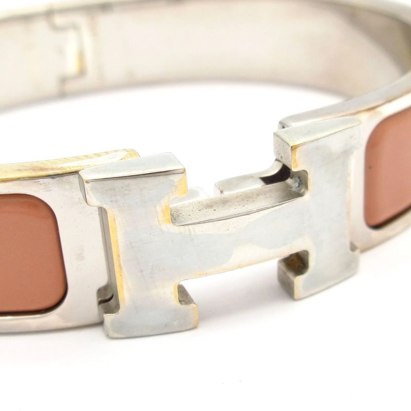 Hermes Bangle Click H Silver and Beige