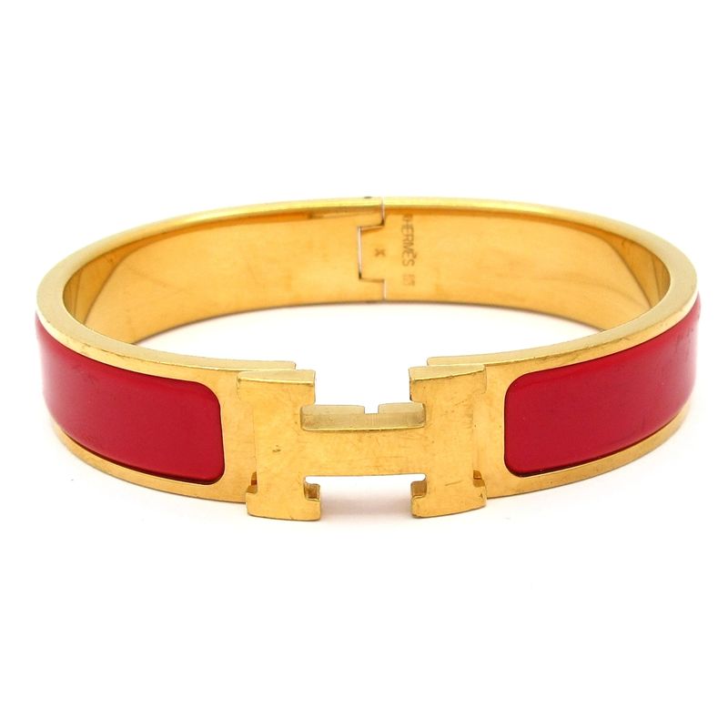 Hermes Bangle Click H Gold and Red