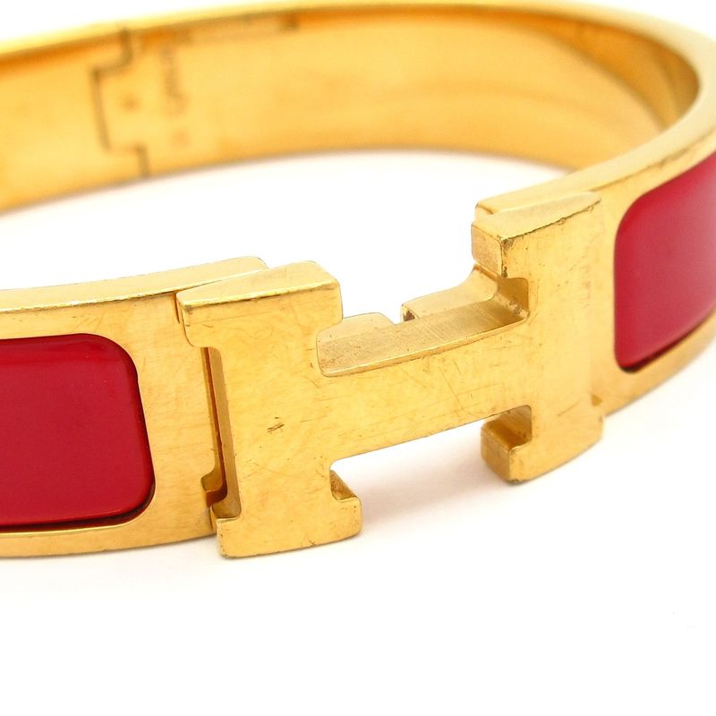 Hermes Bangle Click H Gold and Red
