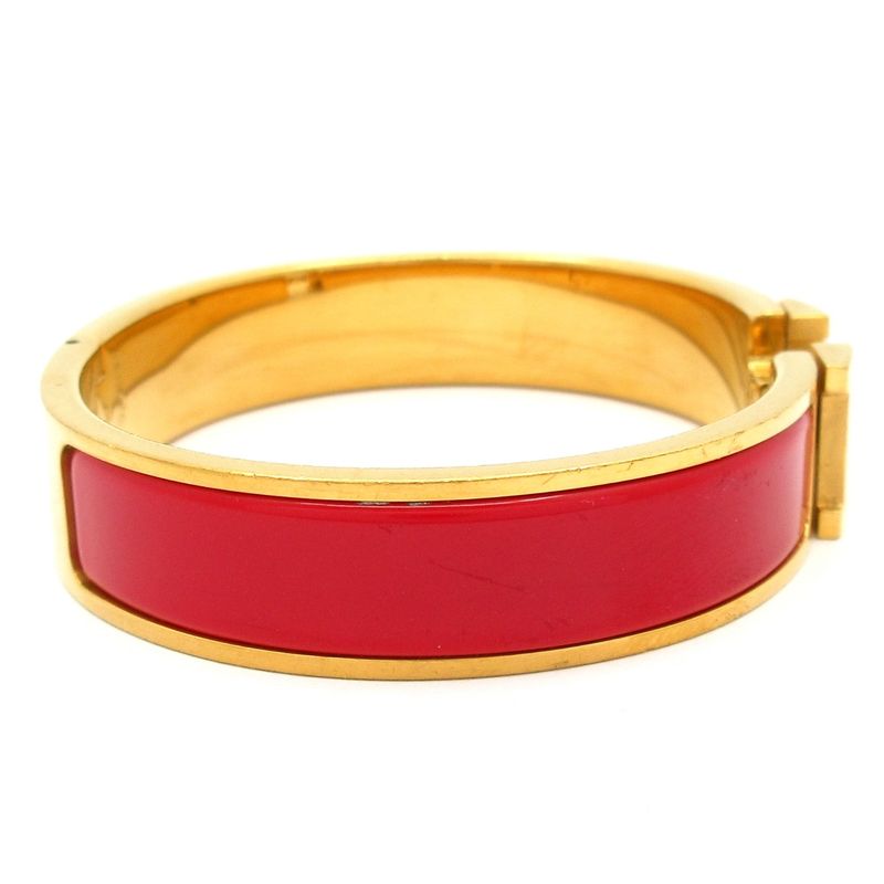 Hermes Bangle Click H Gold and Red