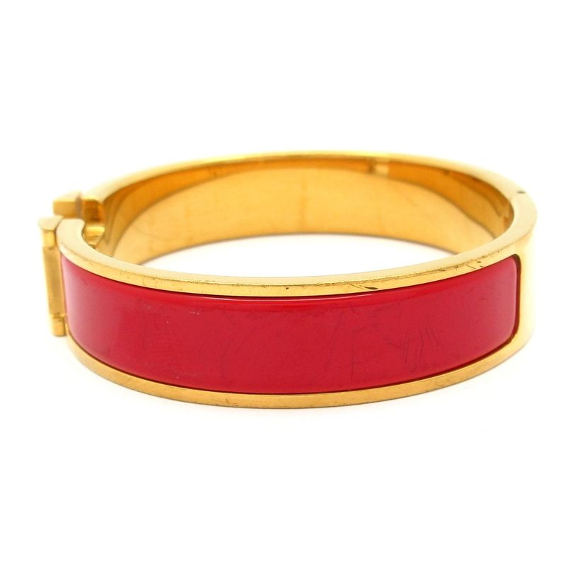 Hermes Bangle Click H Gold and Red