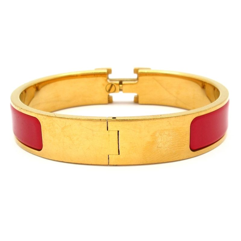 Hermes Bangle Click H Gold and Red