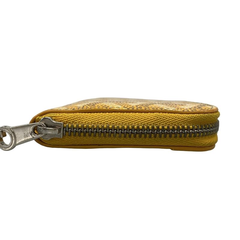 Goyard Coin Case Matignon PM Wallet Yellow Round Zipper Leather
