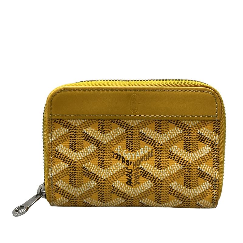 Goyard Coin Case Matignon PM Wallet Yellow Round Zipper Leather