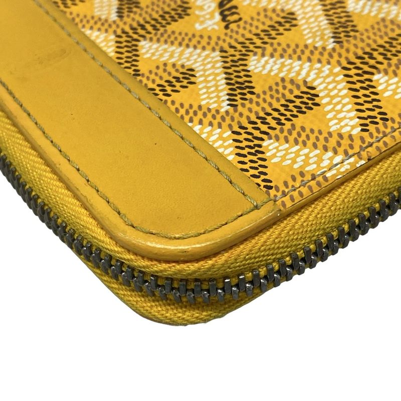 Goyard Coin Case Matignon PM Wallet Yellow Round Zipper Leather