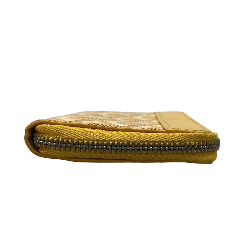 Goyard Coin Case Matignon PM Wallet Yellow Round Zipper Leather