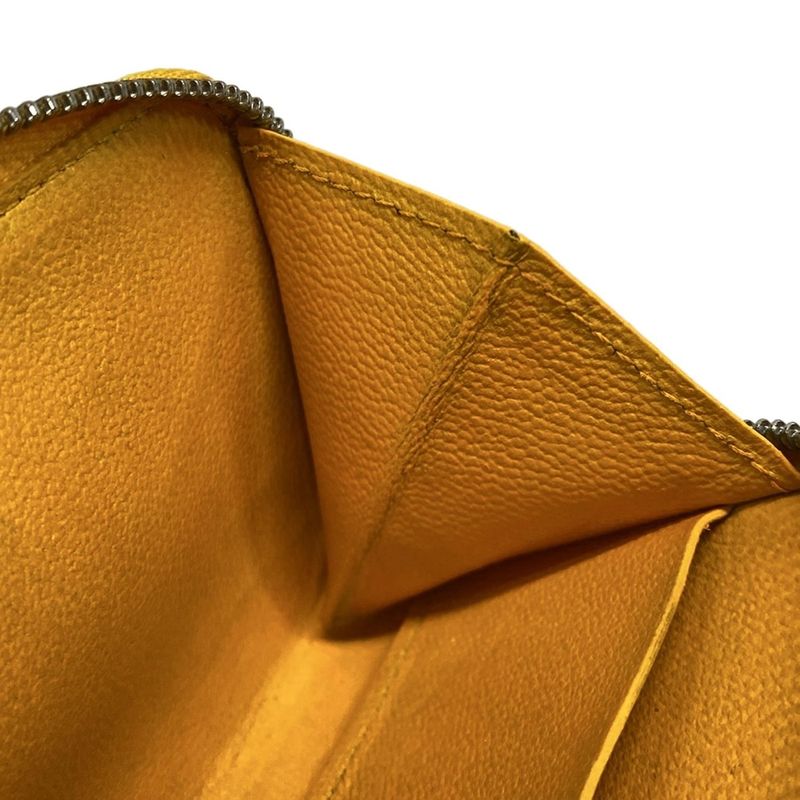 Goyard Coin Case Matignon PM Wallet Yellow Round Zipper Leather